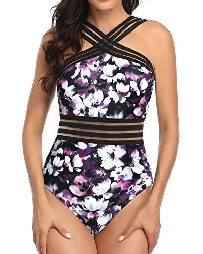 Women's Lace - Embellished One - Pieces in Cream for a Romantic and Vintage - Inspired LookSupportive Push Up Bras Sexy One Piece Swimsuits-Purple Flowers Women's Lace - Embellished One - Pieces in Cream for a Romantic and Vintage - Inspired LookSupportive Push Up Bras Sexy One Piece Swimsuits-Purple Flowers