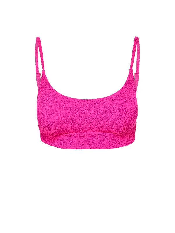 Women's Seersucker - Textured Swim Tops in Light Blue for a Preppy Beach AestheticErika Top Shocking Pink Textured Stripe Women's Seersucker - Textured Swim Tops in Light Blue for a Preppy Beach AestheticErika Top Shocking Pink Textured Stripe