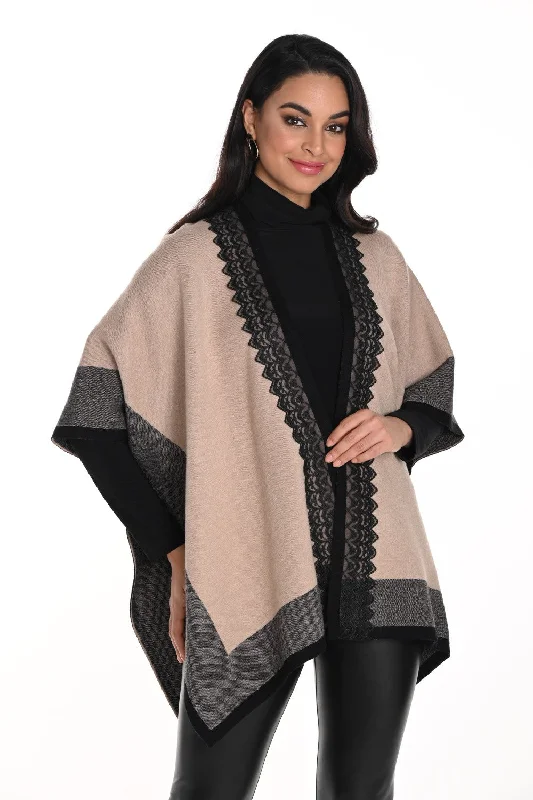Wrap - around cover ups for a customizable fitFrank Lyman Poncho 243509U Beige/Black Wrap - around cover ups for a customizable fitFrank Lyman Poncho 243509U Beige/Black