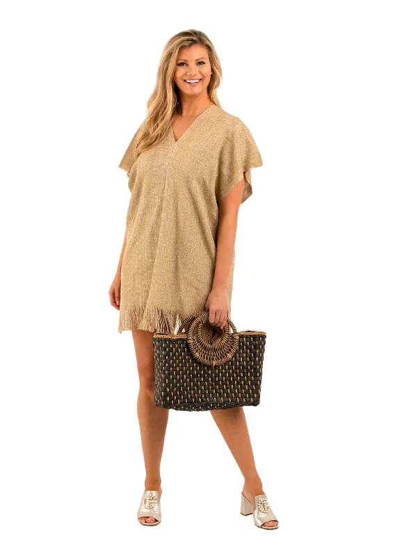 Recycled material cover ups for an environmentally friendly choiceGold Knitted Kaftan (style 418) Recycled material cover ups for an environmentally friendly choiceGold Knitted Kaftan (style 418)