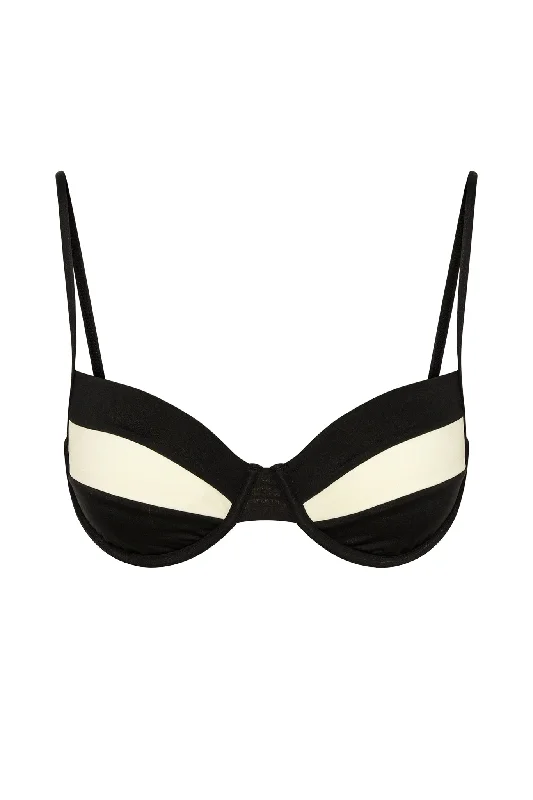 Plus Size Women's Longline Swim Tops in Navy with Striped Pattern for a Nautical StyleMalta Top - Black/Ivory Plus Size Women's Longline Swim Tops in Navy with Striped Pattern for a Nautical StyleMalta Top - Black/Ivory