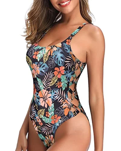 Women's Sheer Paneled One - Pieces in White for a Delicate and Elegant Evening AppearanceAdjustable Straps Tall One Piece Swimsuits For Women-Black Red Flower Women's Sheer Paneled One - Pieces in White for a Delicate and Elegant Evening AppearanceAdjustable Straps Tall One Piece Swimsuits For Women-Black Red Flower