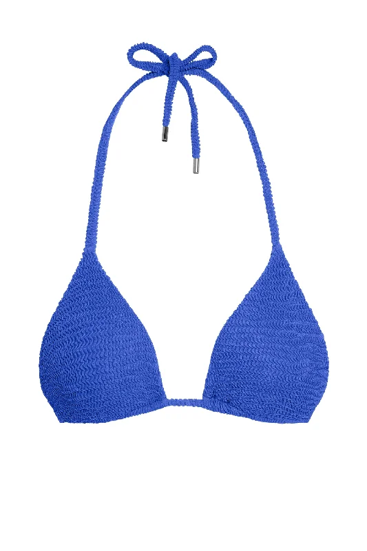 Women's Crochet - Trimmed Swim Tops in White for a Boho - Inspired Beach OutfitPalma Top - Cobalt Crinkle Women's Crochet - Trimmed Swim Tops in White for a Boho - Inspired Beach OutfitPalma Top - Cobalt Crinkle