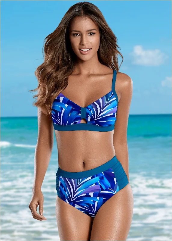 Women's Cut - Out Swim Tops in White with Geometric Shapes for an Edgy Beach StylePeephole Sport Top - Blue Palms Women's Cut - Out Swim Tops in White with Geometric Shapes for an Edgy Beach StylePeephole Sport Top - Blue Palms