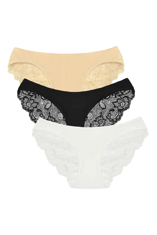 3 Pack-C(Black+White+Nude)