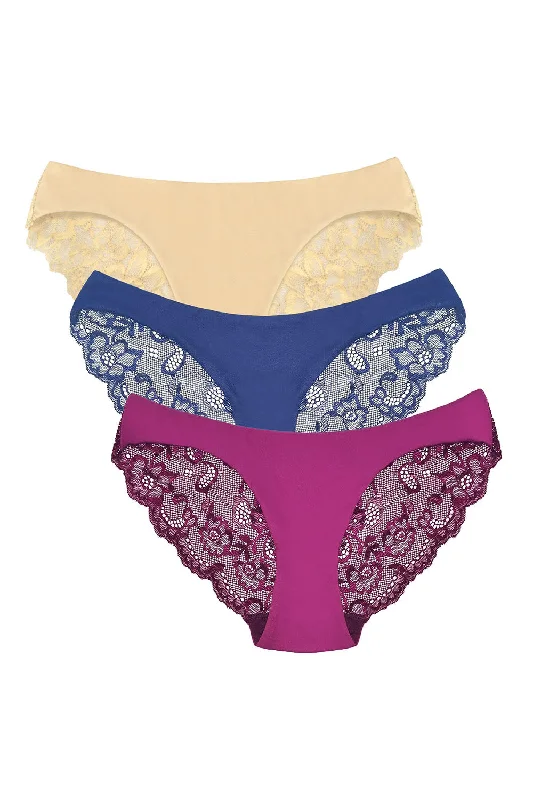 3 Pack-D(Blue+Purple+Nude)