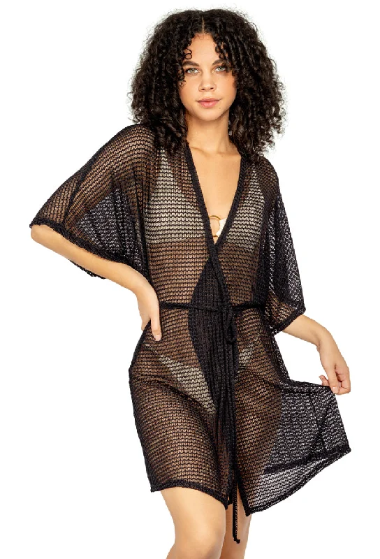 Quick - dry polyester cover ups for water sports enthusiastsSHORT KIMONO - NAC