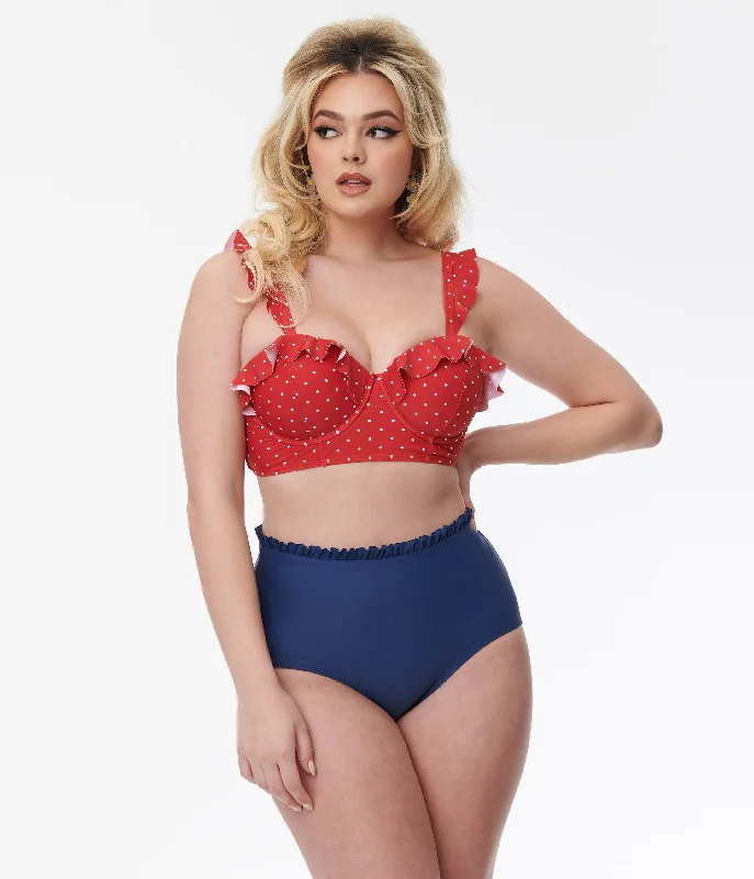 Women's Seersucker - Textured Swim Tops in Light Blue for a Preppy Beach AestheticUnique Vintage Red & White Pin Dot Southampton Swim Top Women's Seersucker - Textured Swim Tops in Light Blue for a Preppy Beach AestheticUnique Vintage Red & White Pin Dot Southampton Swim Top