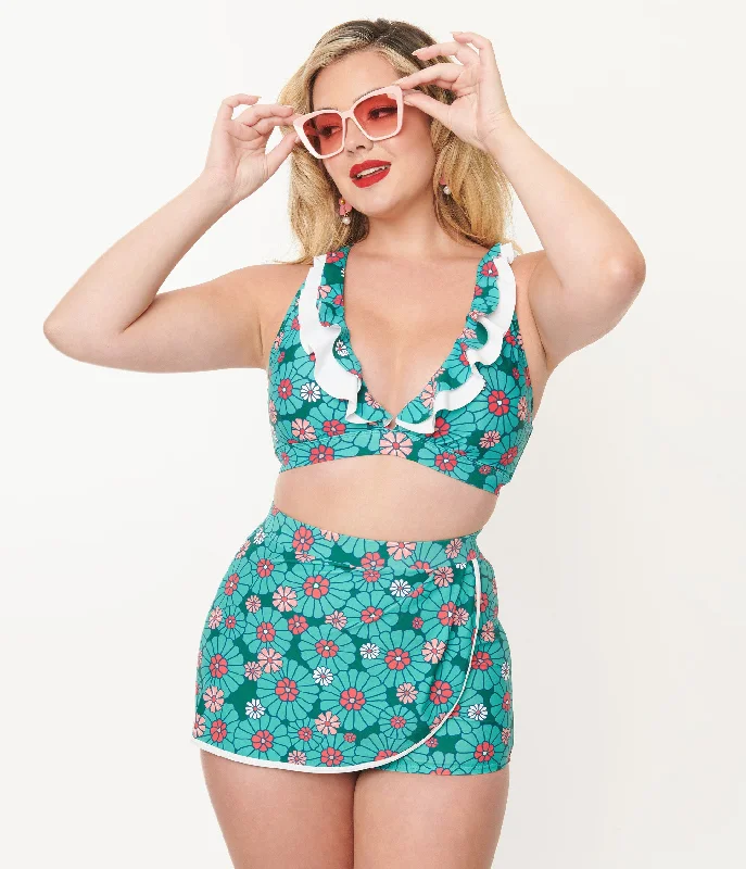 Women's Mesh - Inserted Swim Tops in Black for a Sexy and Modern Beach EnsembleUnique Vintage Teal Flower Child Halter Swim Top Women's Mesh - Inserted Swim Tops in Black for a Sexy and Modern Beach EnsembleUnique Vintage Teal Flower Child Halter Swim Top