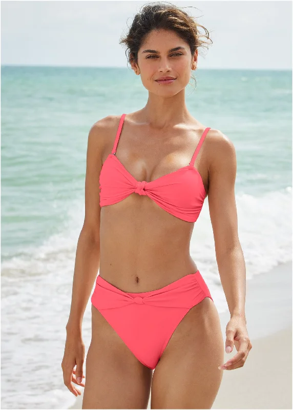 Plus Size Women's Adjustable - Strap Swim Tops in Burgundy for a Custom FitTriangle Bikini Top - Ocean Coral